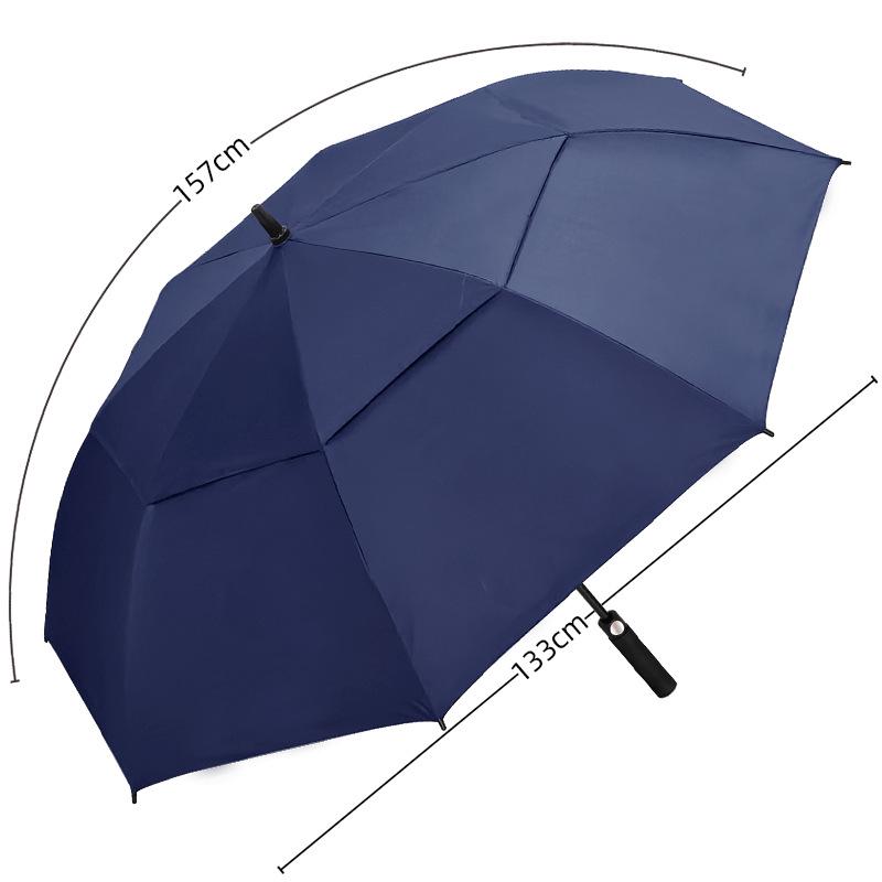 Men's Double Layer Windproof Golf Umbrella with Custom Logo and Long Handle