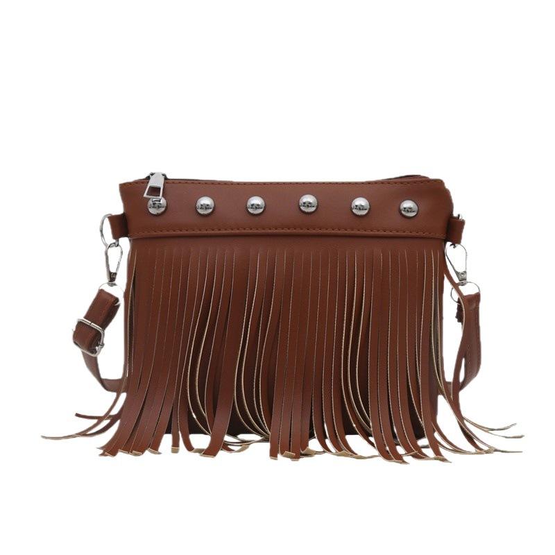 French Retro Fringed Commuter Bucket Bag Women's 2025 Summer New Soft-faced One-shoulder Messenger Fringed Bag