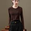 Acetate Wool Bottoming Shirt Women's New Women's Clothing Shoulder-plugged Round Neck Solid Color Long-sleeved Shirt Warm Inner Top