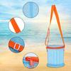 Netz-Strandtasche mit Schultergurt, großes Fassungsvermögen, Reißverschluss, Mehrzweck-Muschelhalter, Aufbewahrungseimer für Reisesandspielzeug