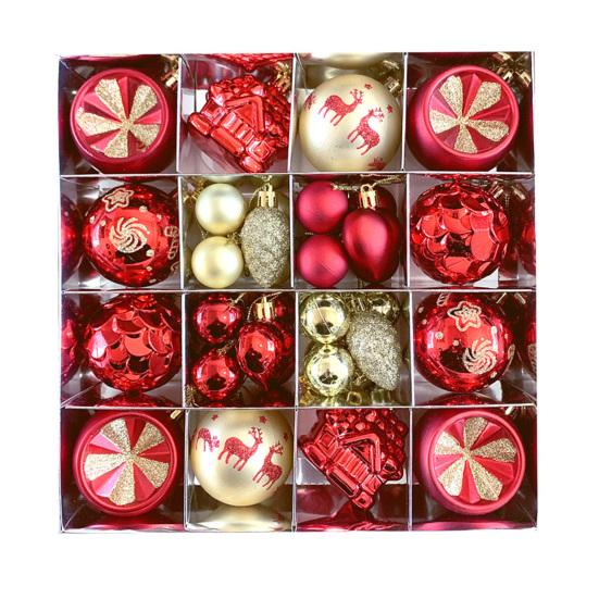 Christmas Ornaments Set Shatterproof Plastic Baubles Snowflakes Stars Hanging Ornament for Xmas Tree Holiday