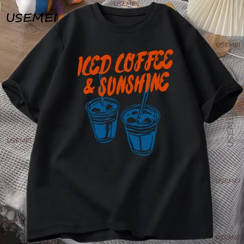 Iced coffee t-shirt and gift solropa for aUnisextes of coffee printed t-shirt for Coffee Club with vibrations of