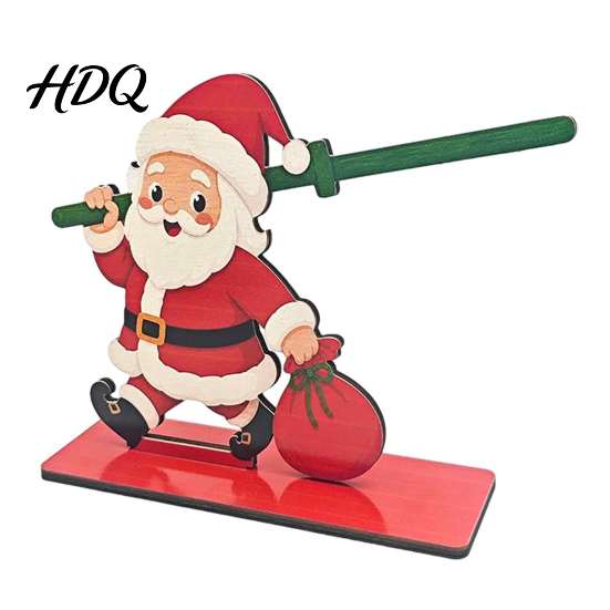 Solid Wood Paper Holder Christmas Wooden Napkin Holder Santa Snowman Reindeer Tabletop Tissue Reusable Holiday Kitchen Accessory Stand with