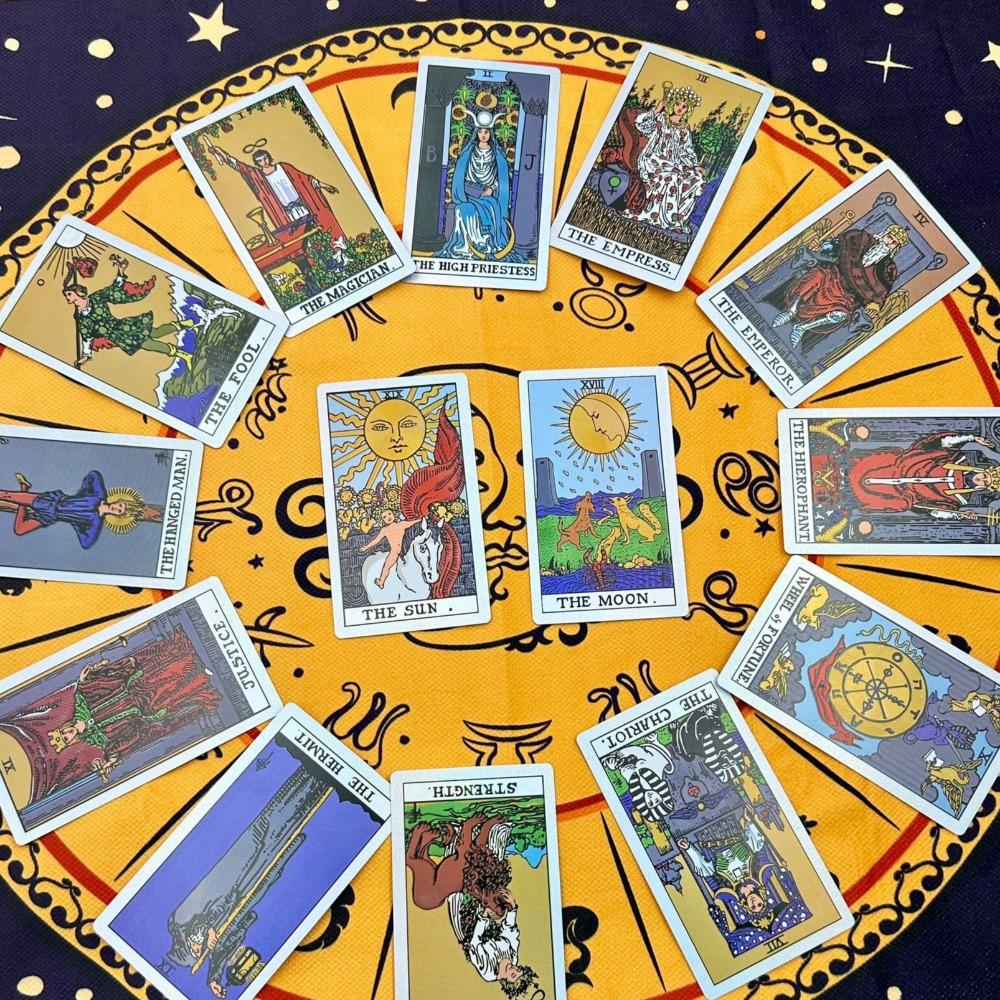 Holographic Gold Foil Rider Tarot Deck - 78 Cards PET Plastic, Waterproof & Scratch-Resistant, with Paper Guidebook 12*7cm