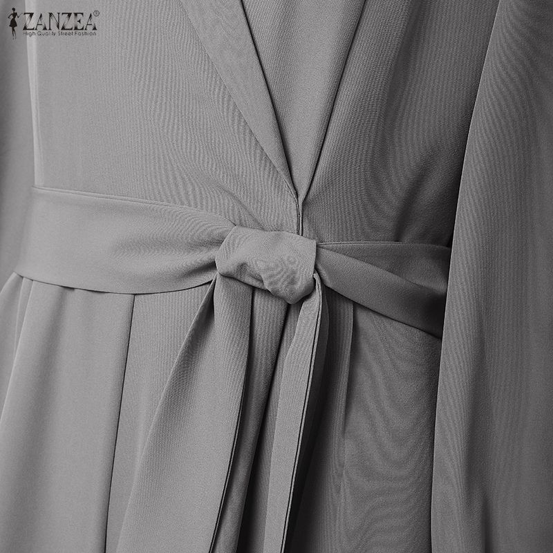 ZANZEA Salopetă casual pentru femei, cu decolteu în V, mânecă lungă, largă, cu picior lat