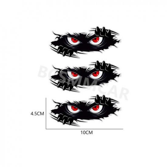 3Pcs Peeking Monster Angry Eyes Car Stickers Waterproof Black Vinyl Bumper Decal