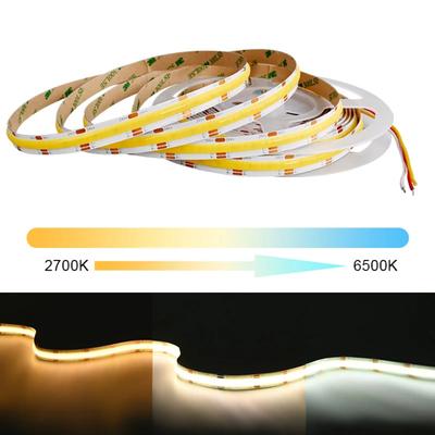 COB CCT LED Strip Lights 608 LEDs/m High Density Fleksibel Dimbar FOB Led Tape 2700K til 6500K Utskiftbar belysning DC12V 24V