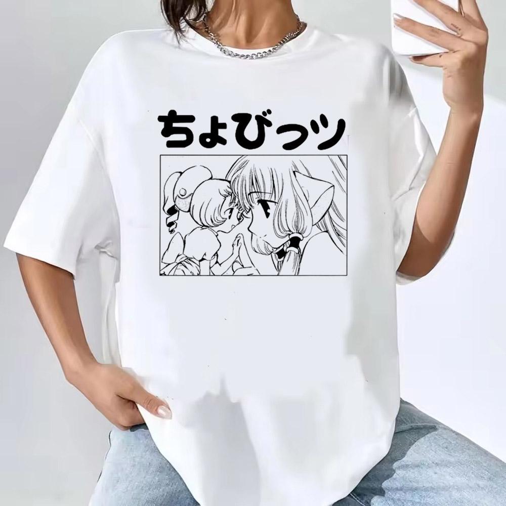 Japanese Anime Chobits T Shirt Women Kawaii Cartoon Vintage Clothes Short Sleeve Aesthetic Top Tees Unisex Female