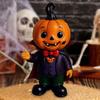 Halloween Pumpkin Kid Figurine Mini Resin Demon Pumpkin Statue Spooky Tabletop Ornament for Outdoor Indoor Home Garden Decoration
