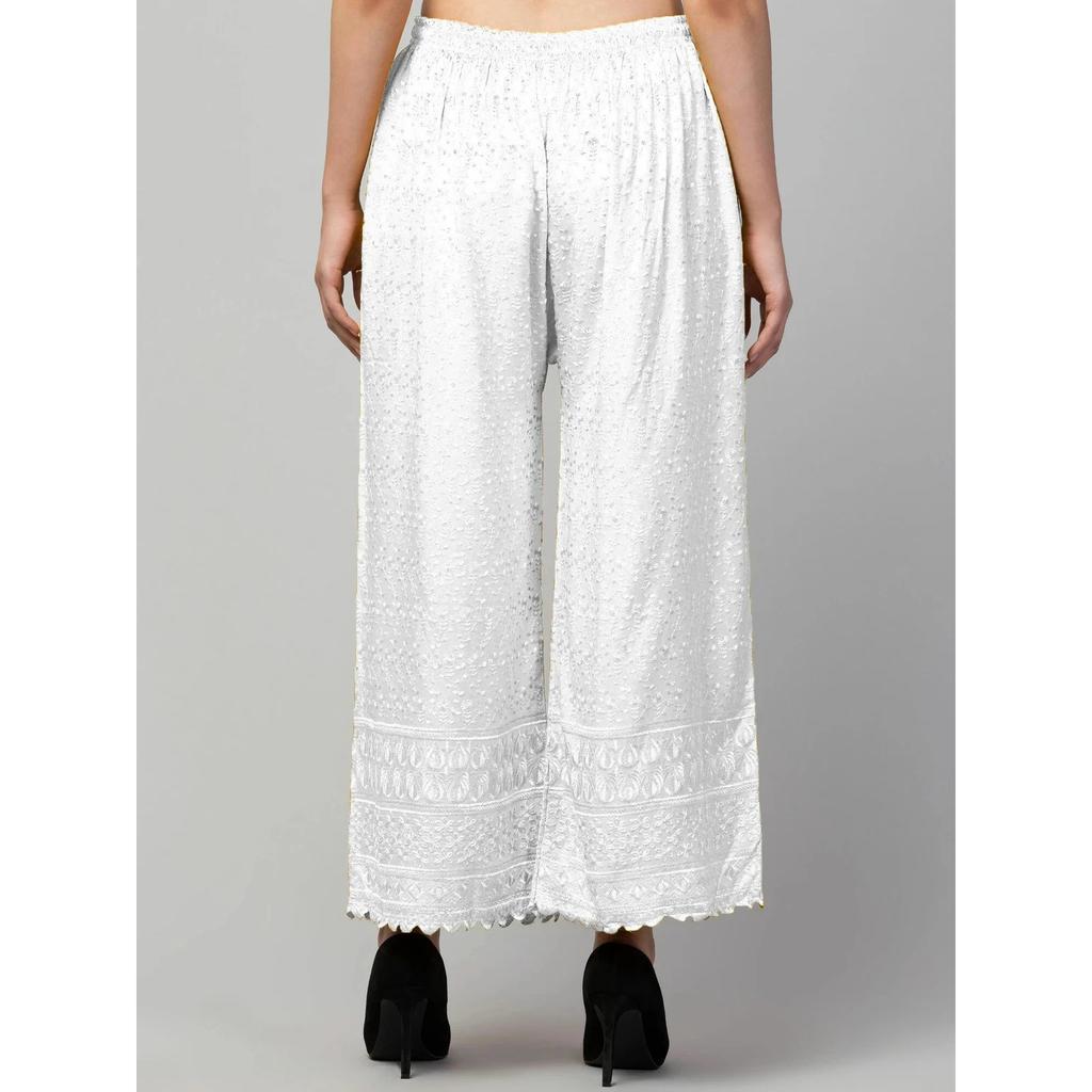 Designer Bollywood Relaxed White Trouser Indian Women Casual Wear Palazzo Dress