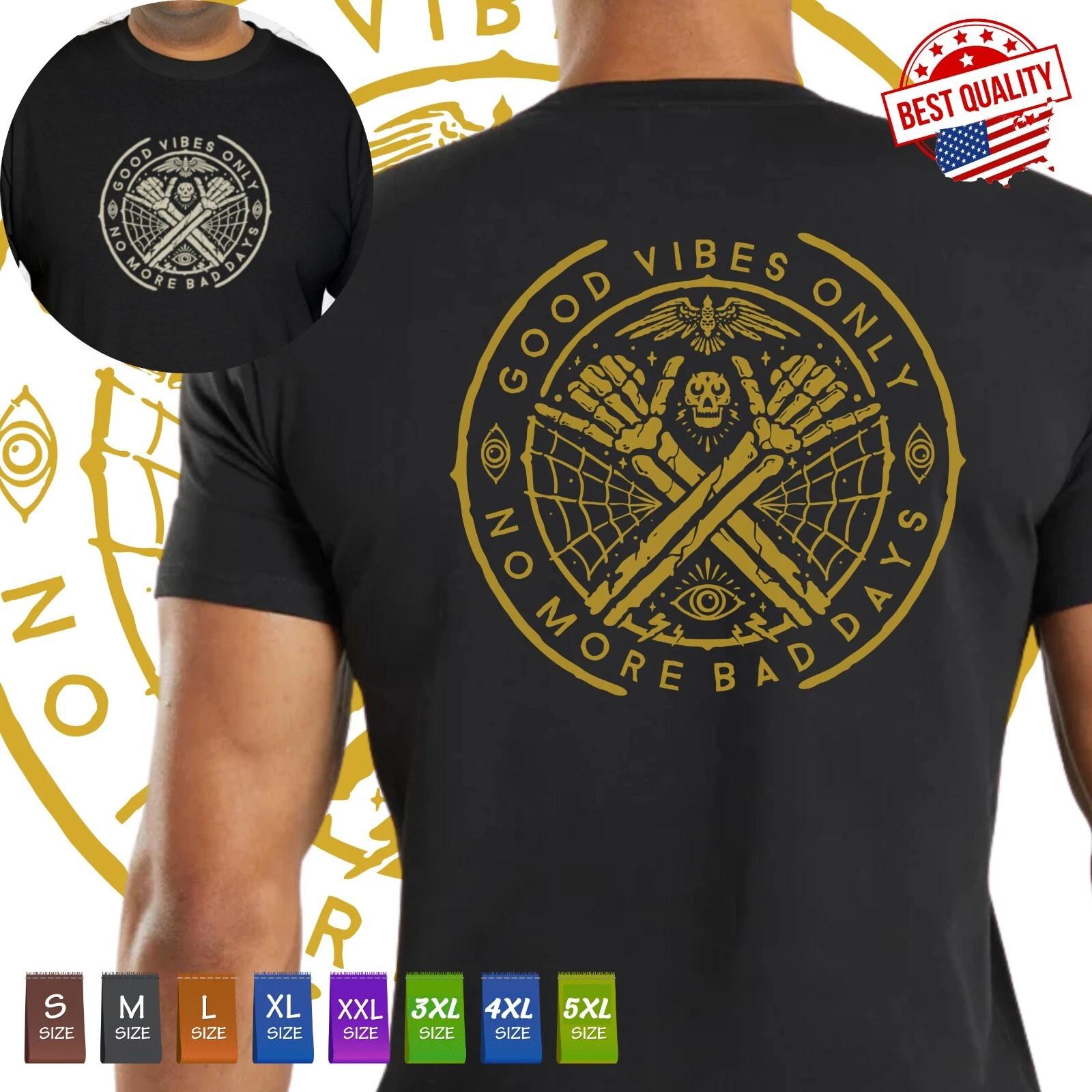 Good Vibes Only Old School T Shirt Printed Back/Front Traditional Tattoos Inked 4XL