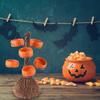 Snack Bowl Holder Halloween Pumpkin Snack Bowl Rack Witch Broom Decor Dessert Bowl Stand for Dining