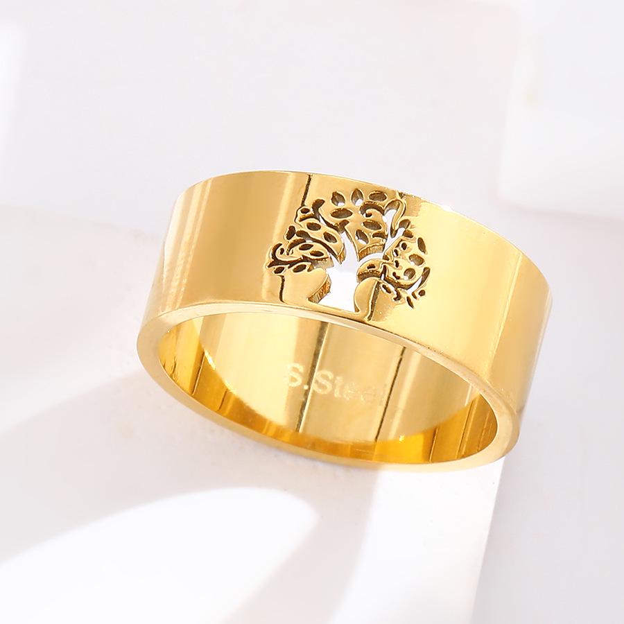 Exaggerated Stainless Steel Tree of Life Ring