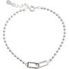 925 Silver Geometric Square Round Bead Bracelet For Women Personality Temperament Simple Hand Jewelry Party