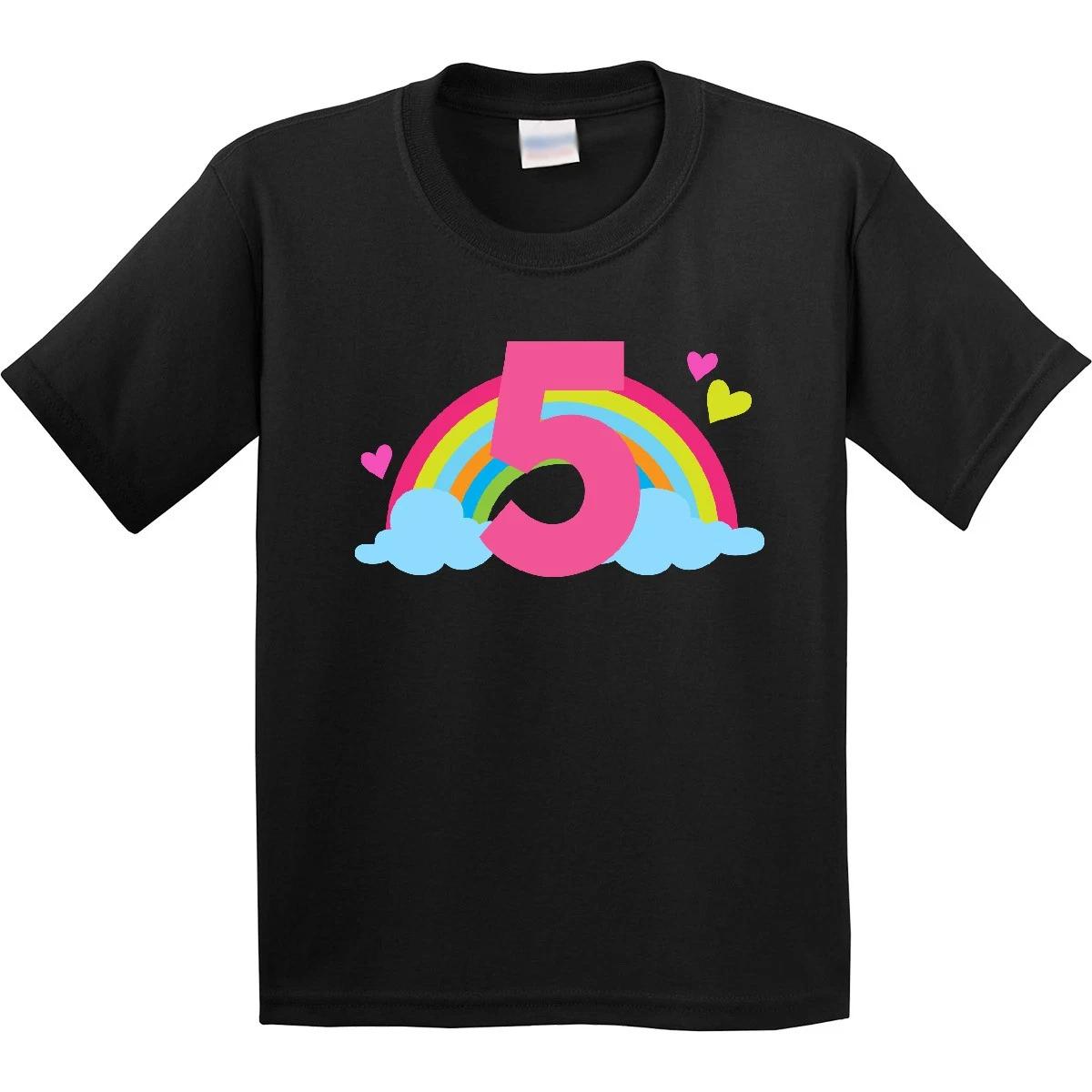 

Inktastic 5th Birthday Rainbow Youth kids boys T-Shirt Girls Cute Five Adorable Hearts Tee 150