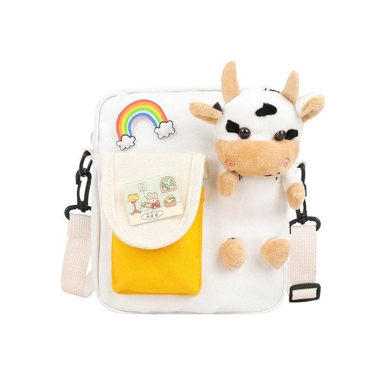 Stylish Nylon Crossbody Bag For Girls In Fresh Sweet Colors Cute Bear Motif