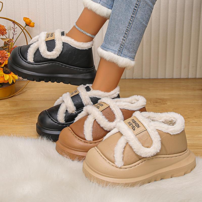 Cute Thick Bottom Fluffy Fur Casual Shoes Women 2025 Winter Chunky Platform Furry Ankle Boots Warm Plush Non Slip Snow Boots