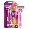 Azah Bikini Razor for Women [Pack of 2] | Hair Removal Machine for Arms, Underarms, Legs & Bikini Area | Quick & Painless Razor with Rubber Grip &