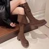 Fashion 2025 Autumn Fashion Suede Wear Thick-heels Women's The Knee Boot Retro Anti Slip Outdoor Knight Ladies Boots