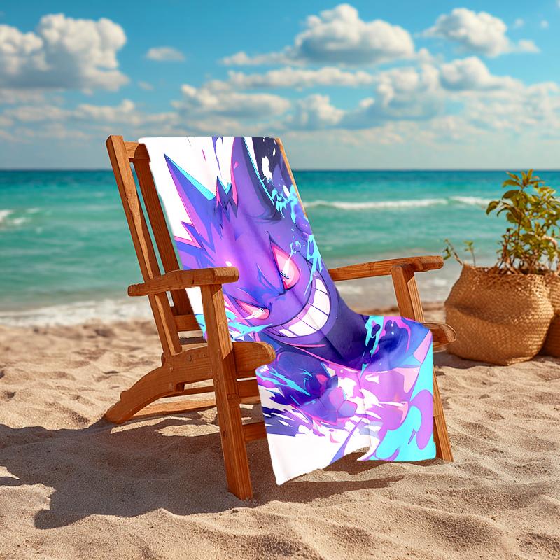 1pc Gengar1 Beach Towel, Comfortable and Thick, and Swimming/Bath/Picnic/Camping Towel, Suitable for Seaside Beaches