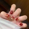 Cherry Sweet Wine: Hand-Woven Amber Gradient Plaid Bow Manicure Whitening Stickers