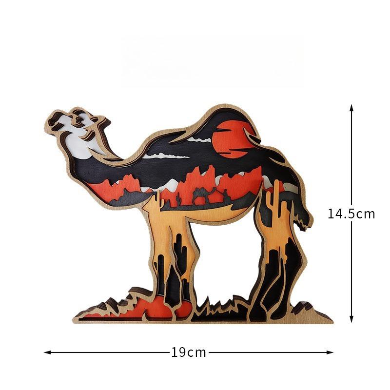 Christmas wooden handicrafts creative North American forest animal living room decoration elk brown bear ornaments