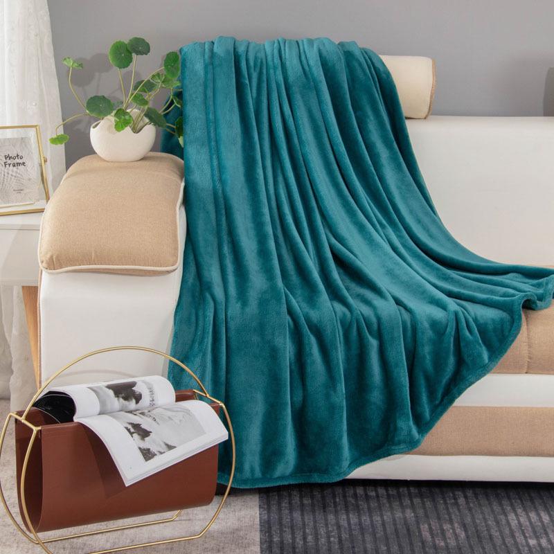Solid Color Thickened Flannel Coral Velvet Blanket - Dual-sided for Bed or Office Nap