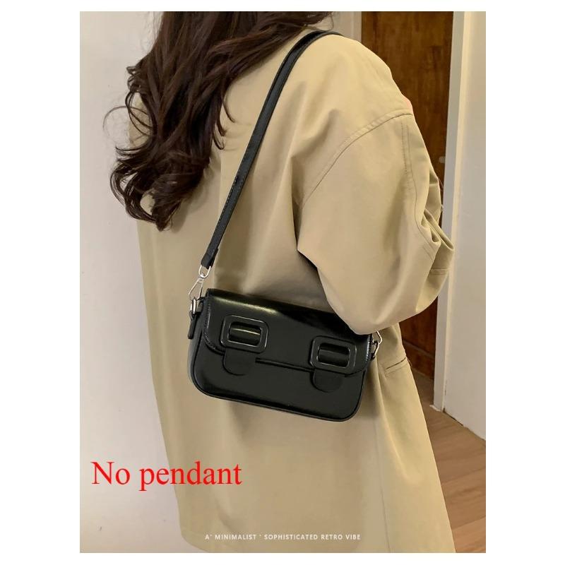 

Retro Trendy Pu Square Shoulder Bags for Women Versatile Solid Color Ladies Messenger Saddle Bag Textured Female Phe Handbag