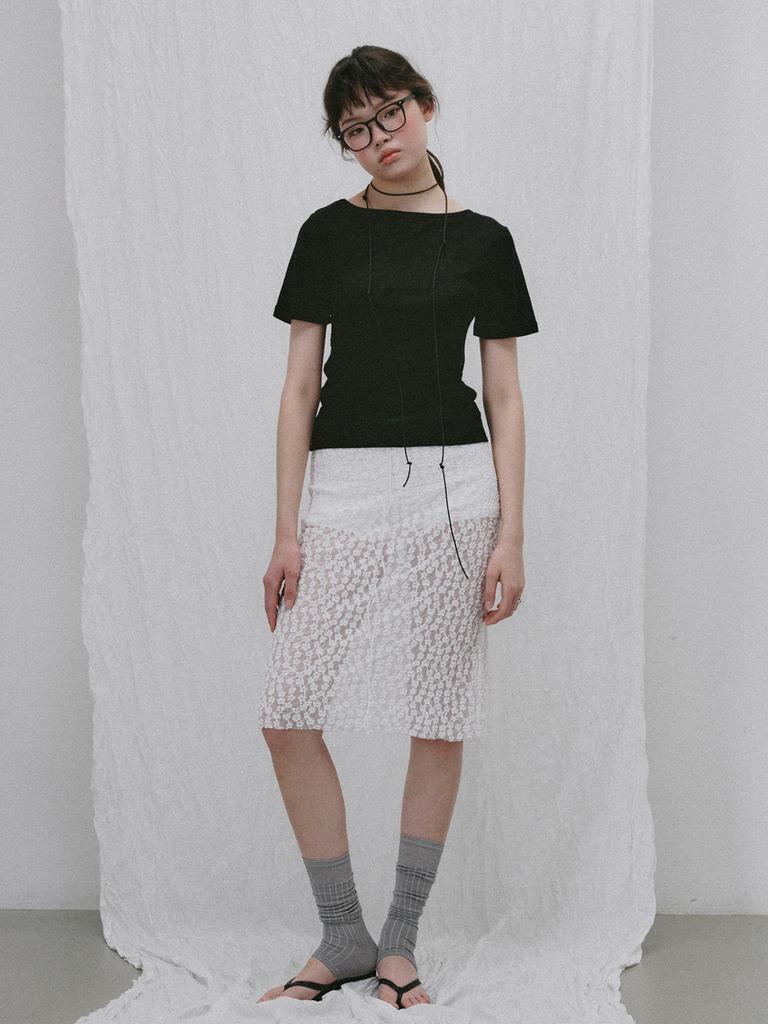 PLATDUJOUR Lace Skirt (Ivory)