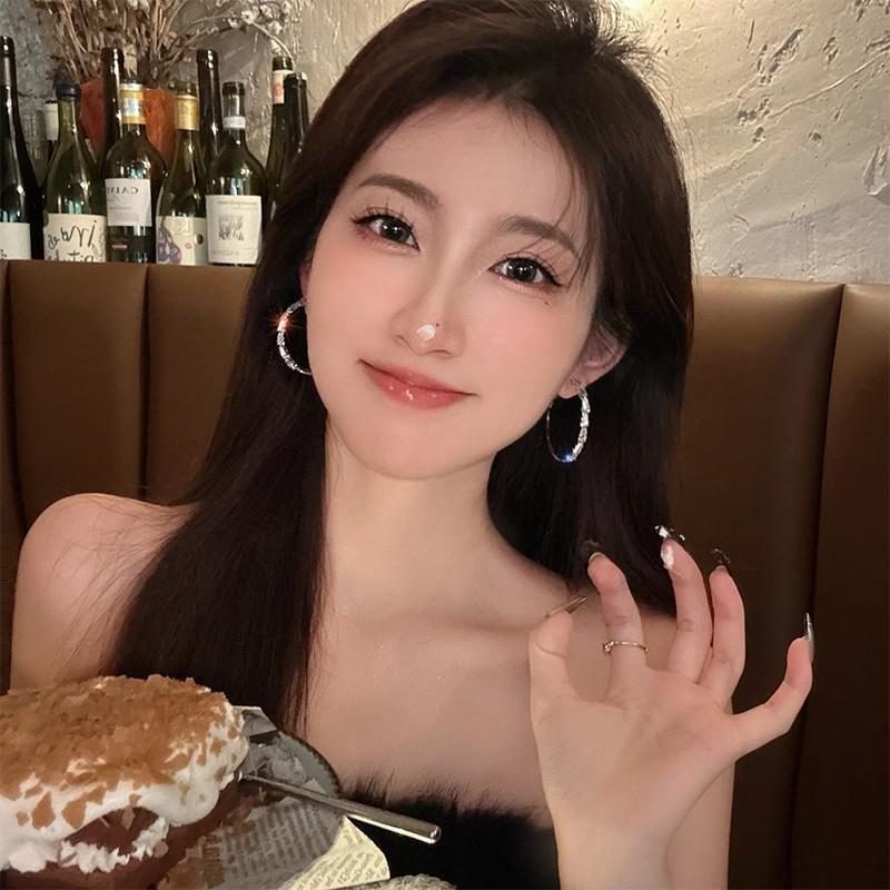 Luxurious Hoop Earrings with Micro-inlaid Cir...