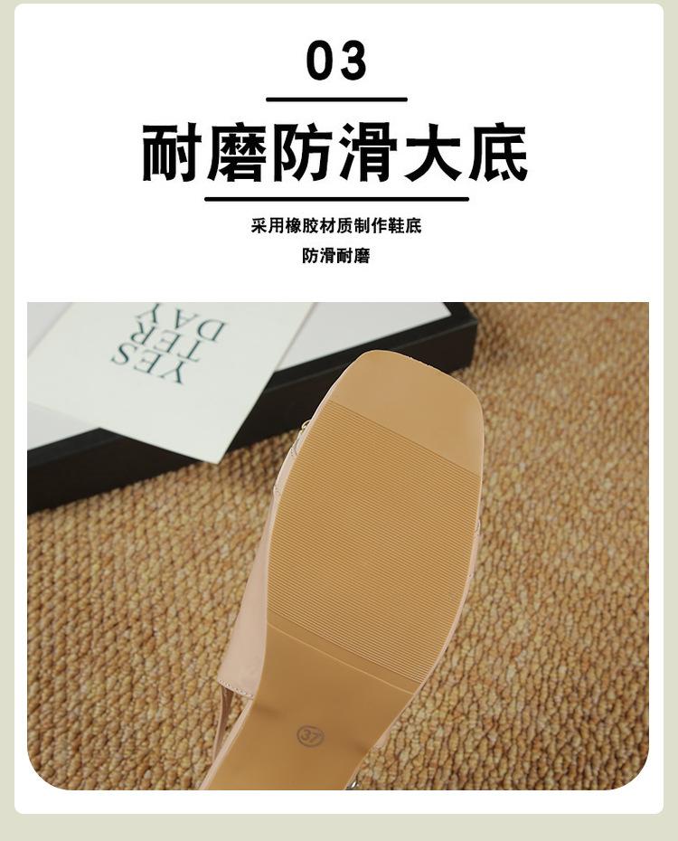 Foreign style outer wear solid color sandals 2025 summer one-word buckle with skirt single shoes thick heel non-slip fashion shoes foreign trade