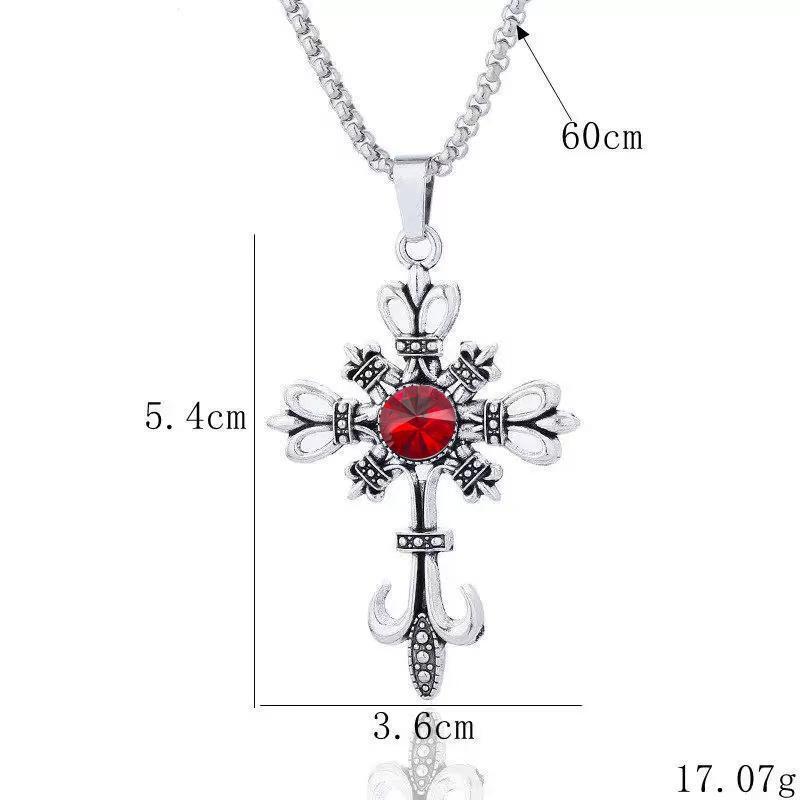 Dark Retro Gothic Cross Necklace - Cyberpunk Choker Pendant