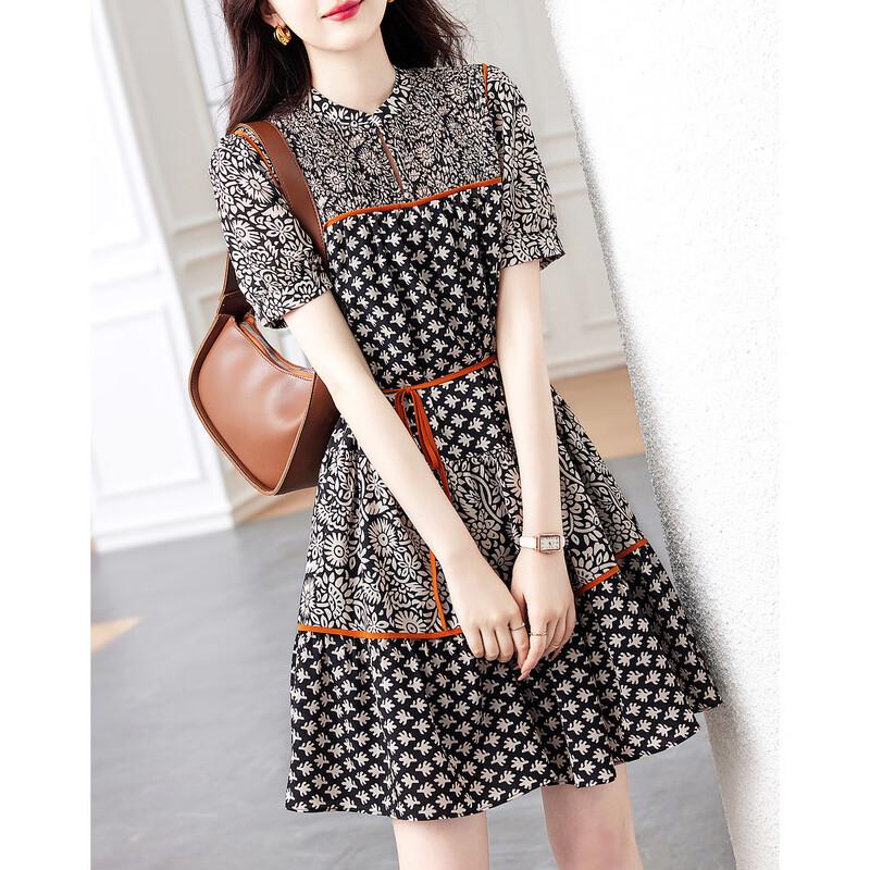 Demana V-Neck Short Sleeve A-line Dress L