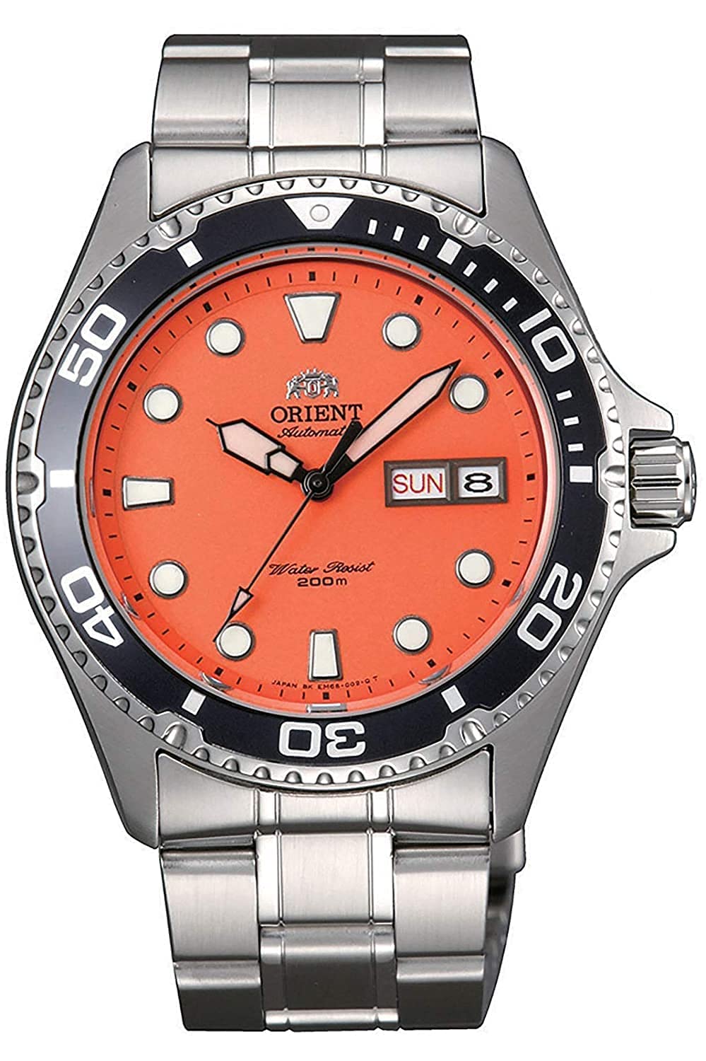 

Orient FAA02006M Men s Orange Mako II Stainless Steel 200M Automatic Dive Watch