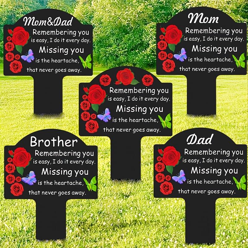 1pc Garden Memorial Stake for Mom/Dad/Brother/Mom and Dad/Husband/Wife and Other Relatives, Flower Butterfly Theme for Cemetery