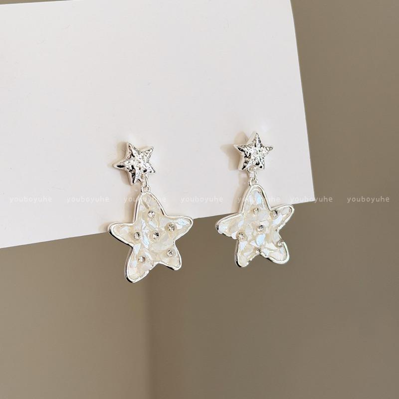 Island Holiday~ Double Starfish Shell Earrings Women's Delicate Stud Earrings for Seaside Vacation Niche Unique Earrings