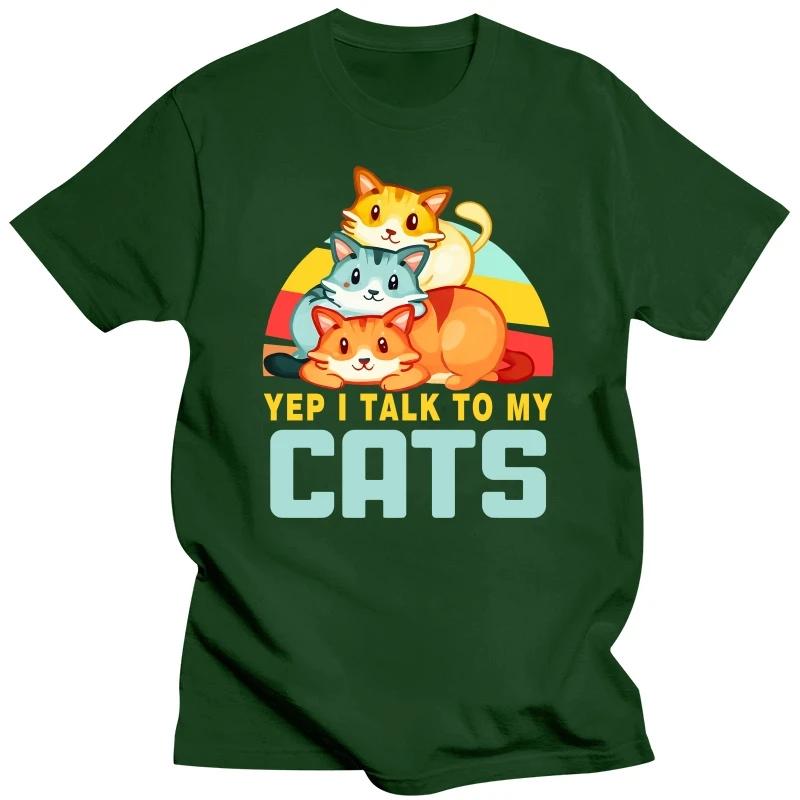 Yep I Talk To My Cats Graphic T Shirts Funny Cat Tshirt Black Oversize T-shirt Fashion Harajuku T-shirts Women Men Brand T-shirt