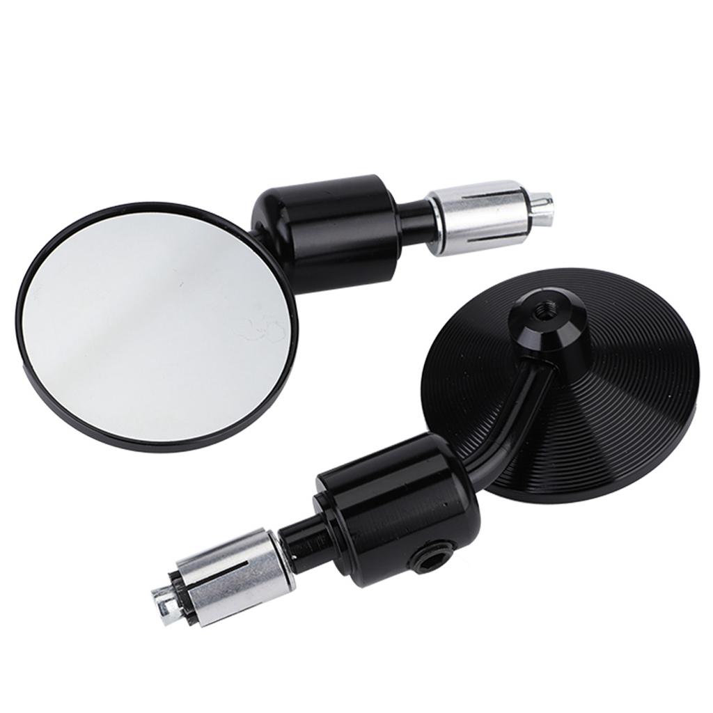 1 Pair 7 8  Round Handlebar Bar End Rear View Mirrors Motorcycle Motorbike Sidemirror Black