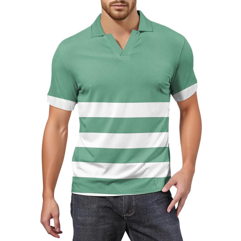 Herrenmode Bedrucktes V-Ausschnitt Kurzarm Top Golf T-Shirt