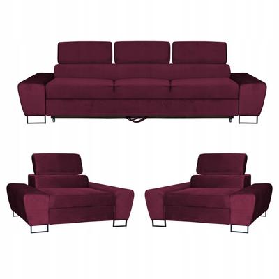 Bosso Lounge Furniture Set 3-seater Sofa Burgundy Armchairs Family Furniture