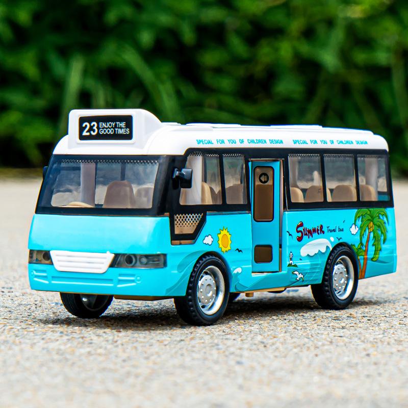 School Bus Toys Cars Die Cast Little Cars City Bus with Sound and Light Up Friction Powered Cars Play Toys Gift for Kids