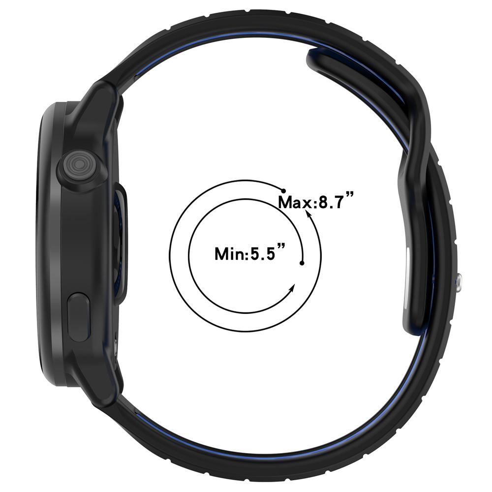 20MM 22MM Silikonový řemínek pro Garmin forerunner 245 645 255 265 Vodorovný pruh Reverzní Dvoubarevný Řemínek k hodinkám Prodyšný Wr