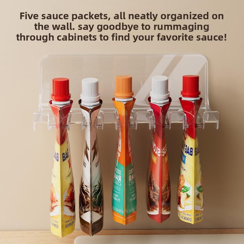 No punching wall-mounted seasoning clip rack, seasoning bag storage rack, wall hanging shelf storage