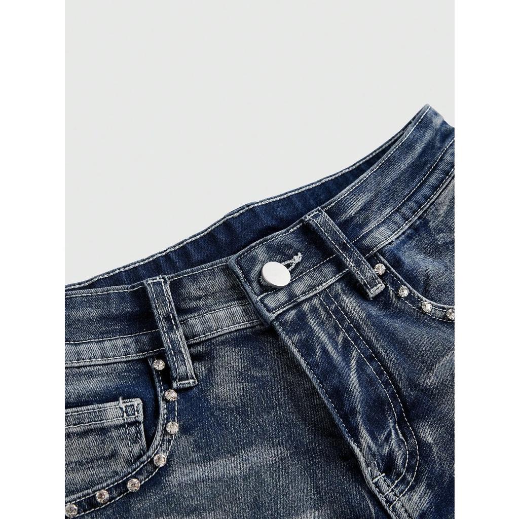 Low Rise Distressed Denim Shorts Female Jeans Womens Jeans Shorts Vintage Y2K Punk Style Embroidered Hot Pants