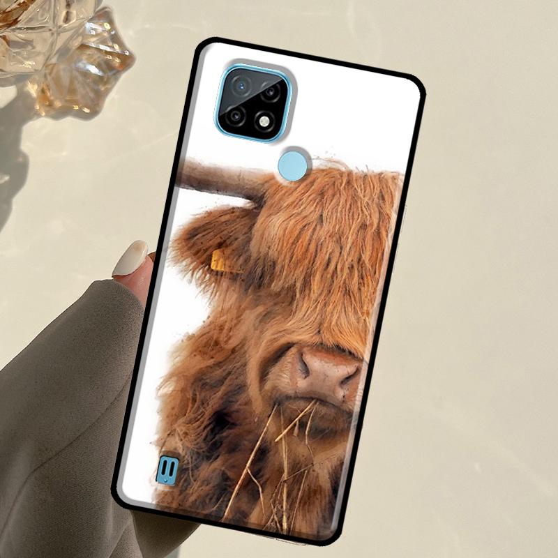Cute Highland Cow For Realme 14 Pro Plus 10 11 12 13 GT 6 6T 5 GT7 Pro C61 C55 C53 C51 C21Y C25S C67 C75 Case