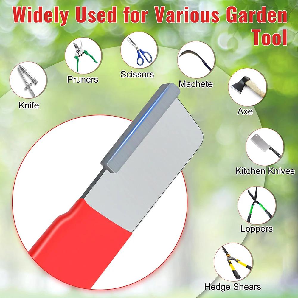 Mini Metal Portable Knife & Shear Sharpener with Lid - Tungsten Steel Diamond Ceramic for Kitchen & Garden All Blades