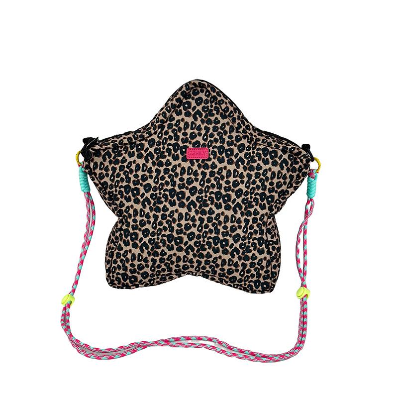 Personalized star backpack spring new fashion leopard print shoulder bag women's large-capacity messenger bag