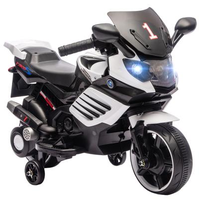 Kinder-Elektromotorrad 6 V, Kinder-Elektrofahrzeug mit Stützrädern, Licht- und Soundeffekte, Weiß