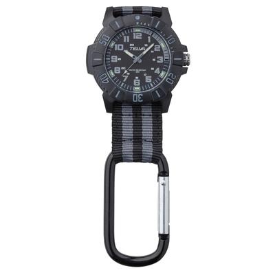 [Clefer] Taschenuhr Analog Karabineruhr Wasserdicht Nylonarmband Schwarzes Zifferblatt CB-A272-GR Herren