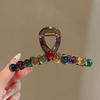 Yousheng Hair Claw Colorful Transparent Beads Decor Hair Clip Strong Grip Non-Slip Large Size Back Head Shark Hair Claw Hair